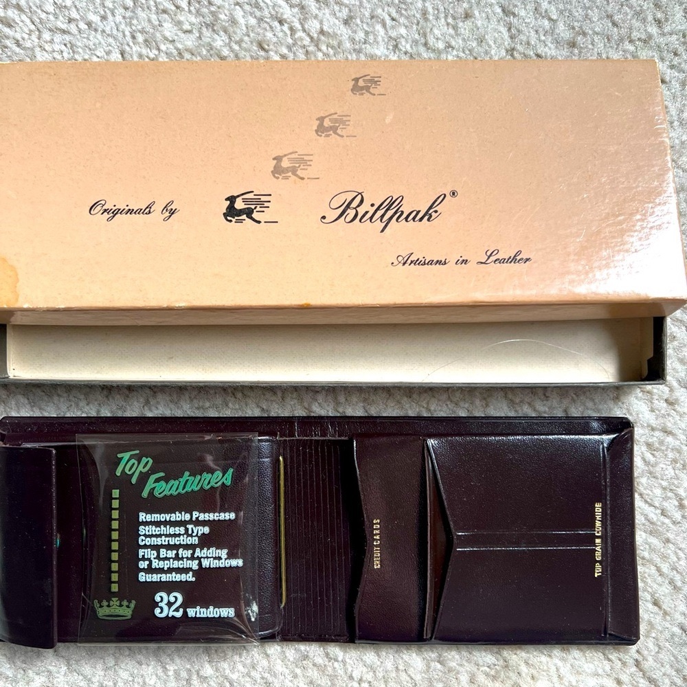 Men’s Leather Wallet by Billpak, Brown Leather Key & Card Holder Vintage